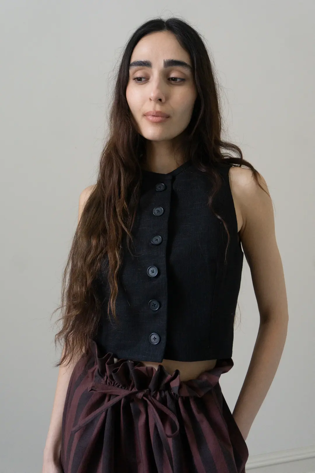 Tove Linen Waistcoat - Black