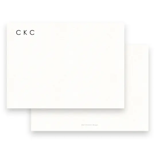 Men's Black Simple Landscape Monogram Stationery