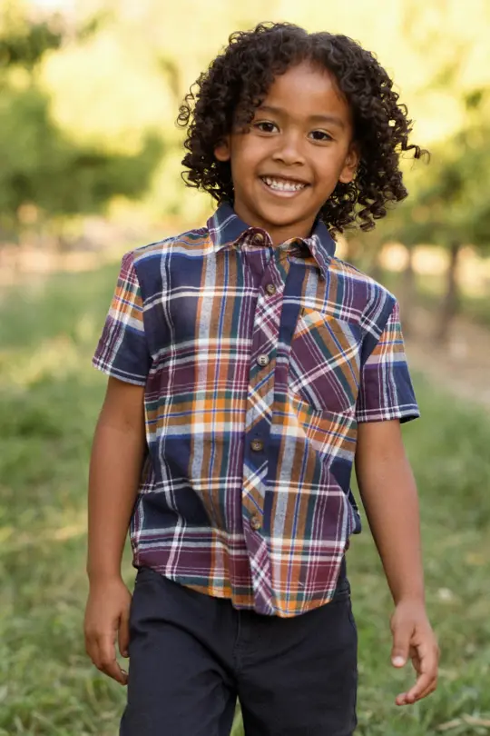 Boys James Shirt in Midnight Plaid