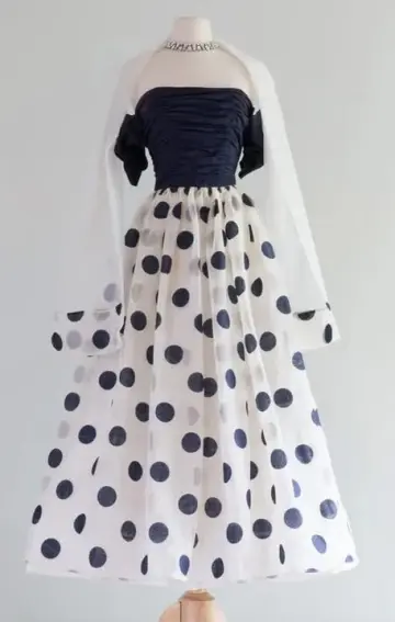 Bohemian Navy Prom Dress ,Polka Dots Corset Maxi Evening Dress RS1236