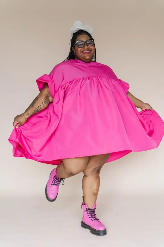 HOT PINK MINI MUSHROOM DRESS