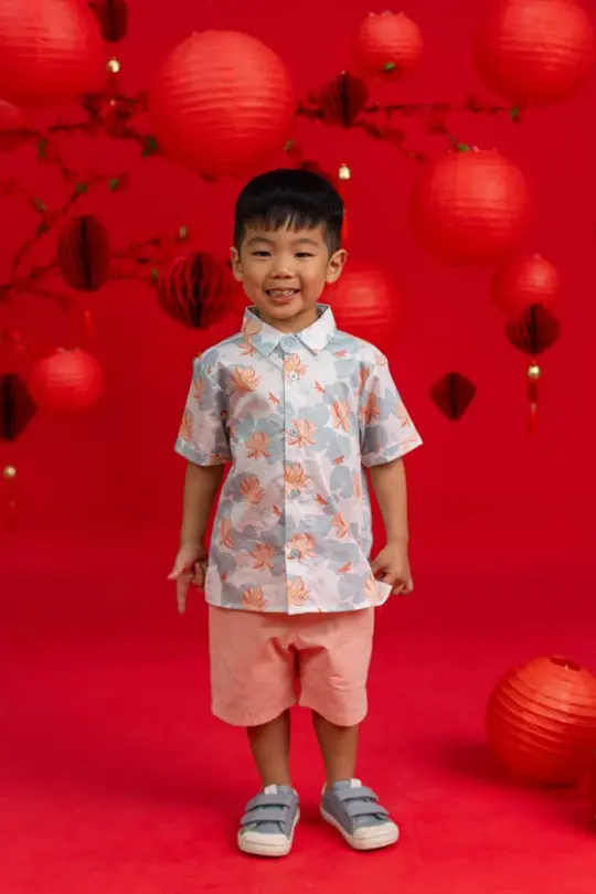 Little Man Shirt - Teal Lotus