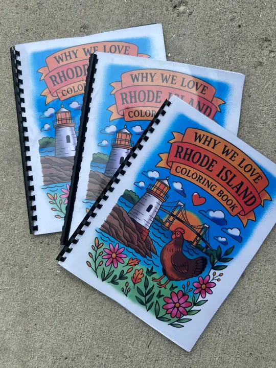 Rhode Island Coloring Book – Hand-Drawn Landmarks & Coastal Scenes