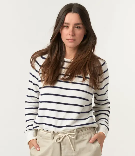 Striped Cropped Cotton-Cashmere Sweater