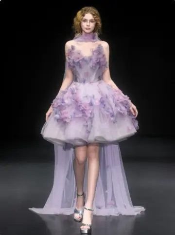 Dreamy Purple Floral A-Line Sweetheart Applique Corset Mini Evening Dress Homecoming Dress RS391