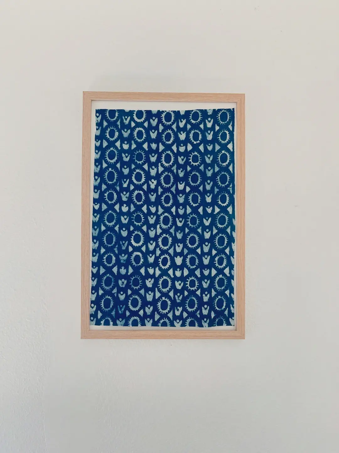 Indigo Heron Block-Print Textile Art