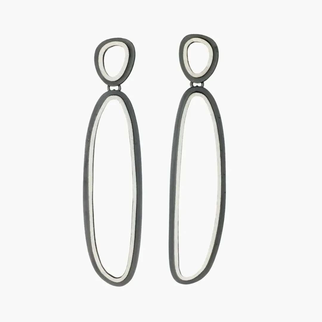 Eclipse Long Double Organic Oval Earrings