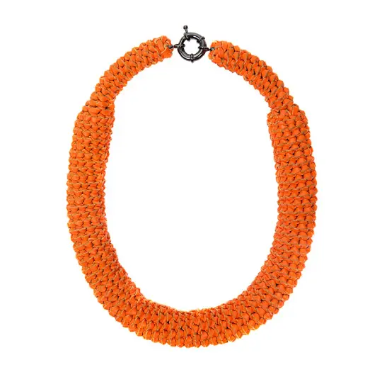 "Sunburst" Orange Oversized Leather Neckpiece