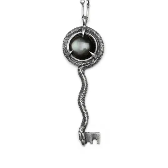 The Asclepius Key. Black Mother of Pearl Necklace. * Limited *