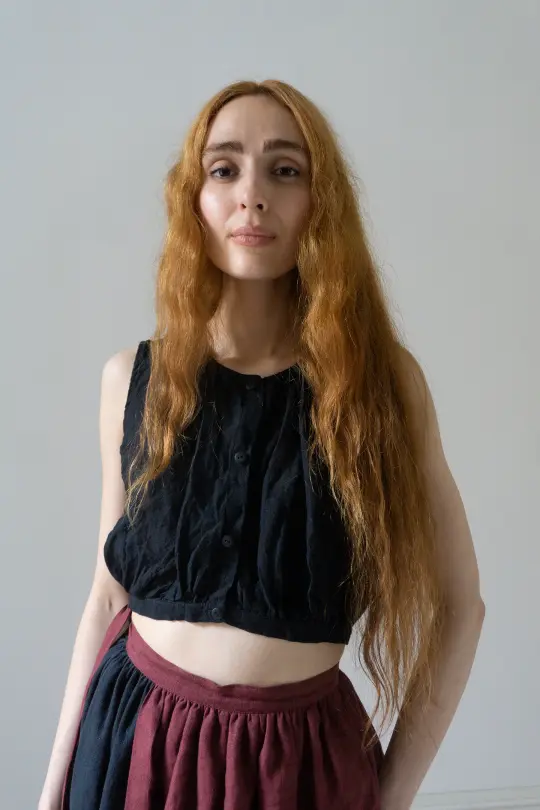 Viola Linen Top - Black