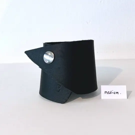 Medium Black Leather Wrist Cuff