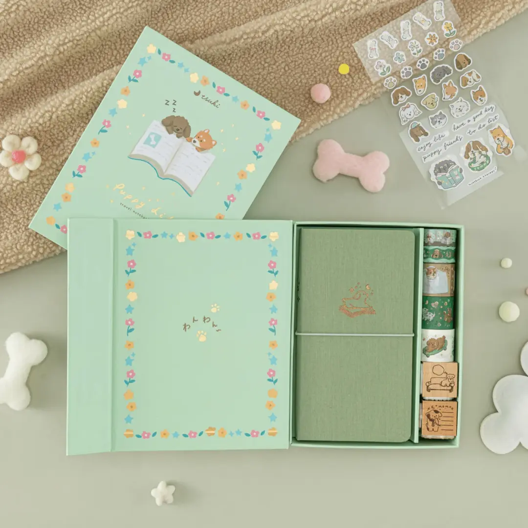 Tsuki ‘Puppy Life’ Travel Notebook Gift Set ☾