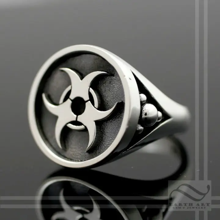 Bio hazard Signet Ring- Sterling Silver