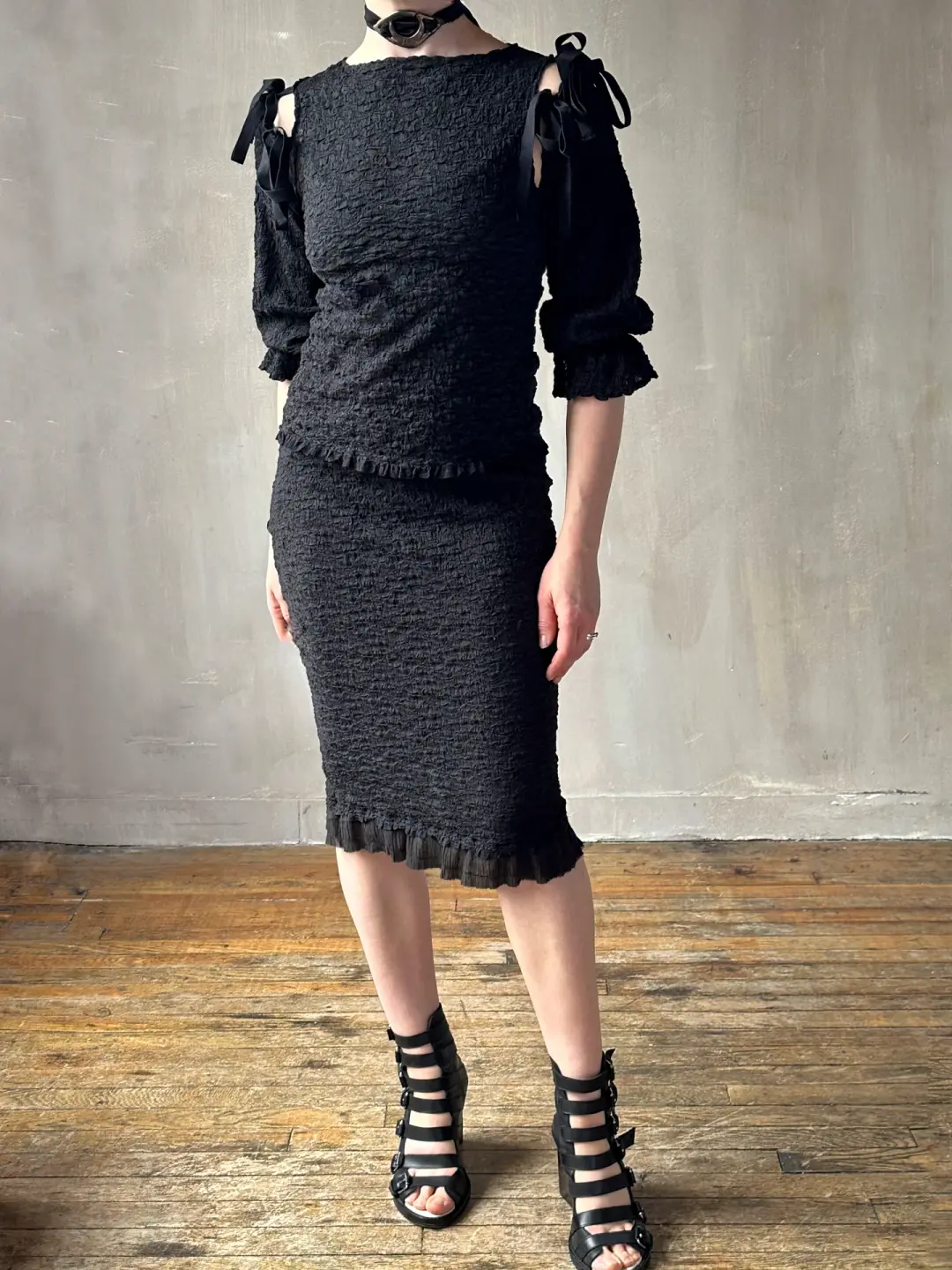 Spring '26: Column Skirt with Ruffle Hem in Crinkle Cotton (In Stock)