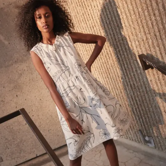Galatee Dress in Cream & Black