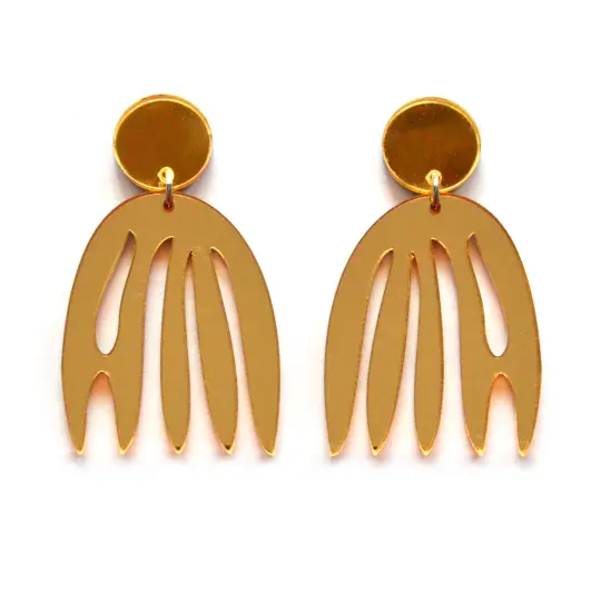 Gold Matisse Statement Earrings, Laser Cut Acrylic Jewelry