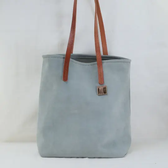 One-off Suede Tote in dusty sky