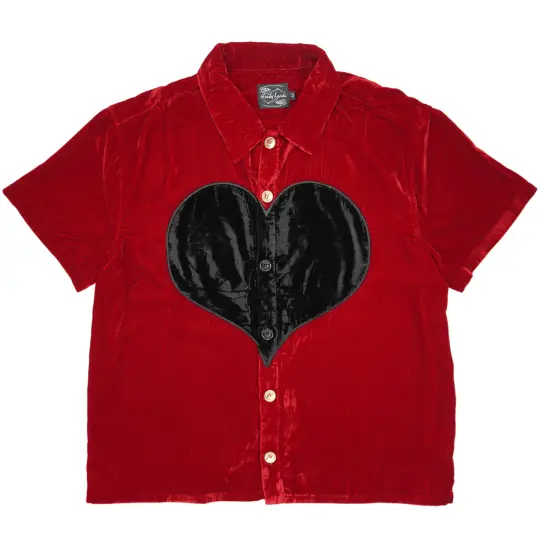 Heart Shaped Short Sleeve Button Up