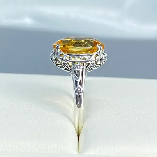 Natural Citrine Ring, Size 7, Edwardian Jewelry #D70z - Ready to Ship