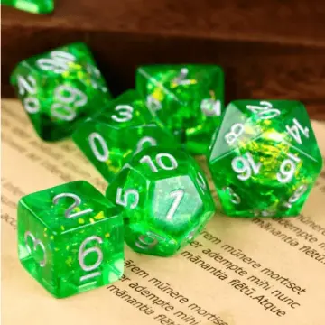Apple Candy Crackle Dice Set – 7-Piece Glitter Paper DnD Dice for Festive Games