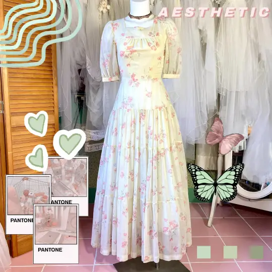 Vintage Ivory Prairie Dress With Long Full Skirt