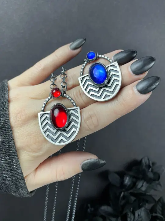 Large Chevron Orbit Necklaces - red left