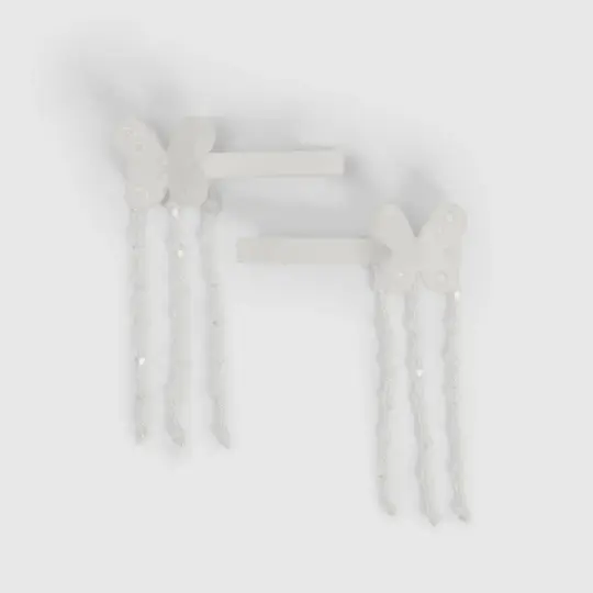 Allie Clips in White Butterfly