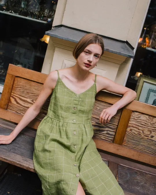 SARAH button down slip linen dress