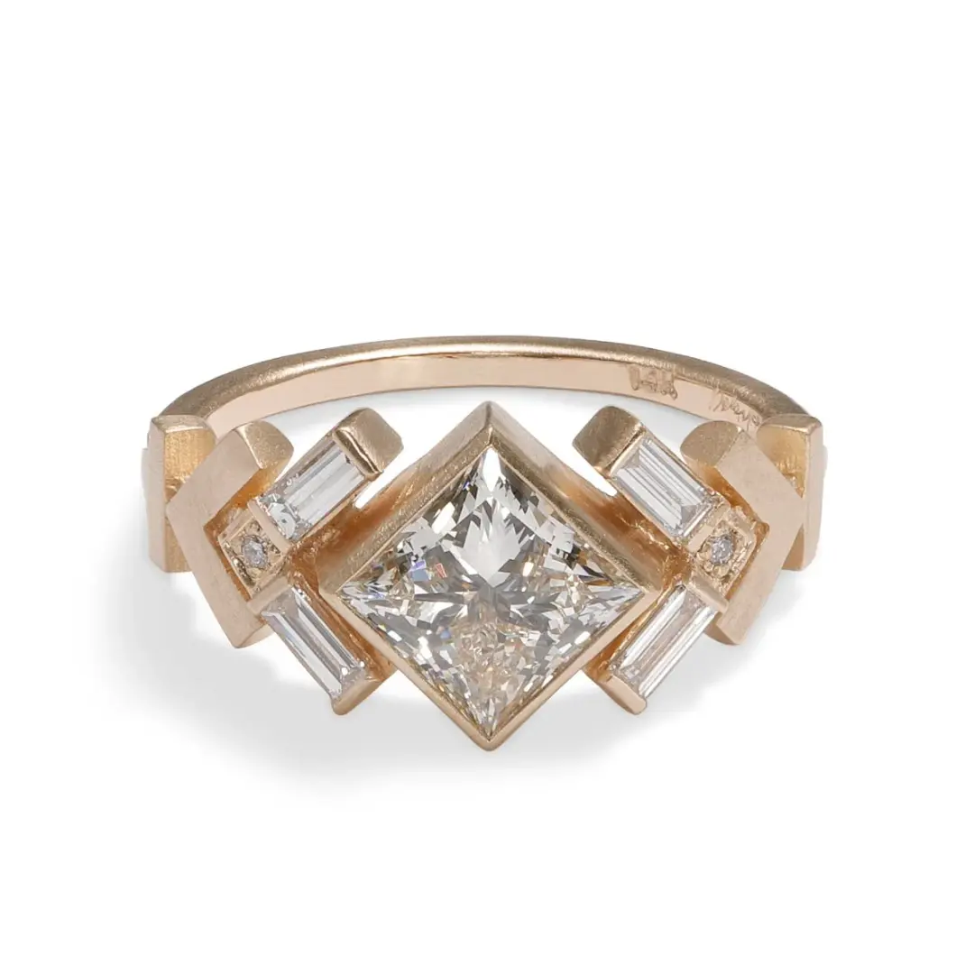 Uro ring - 14k Gold Geometric Diamond ring