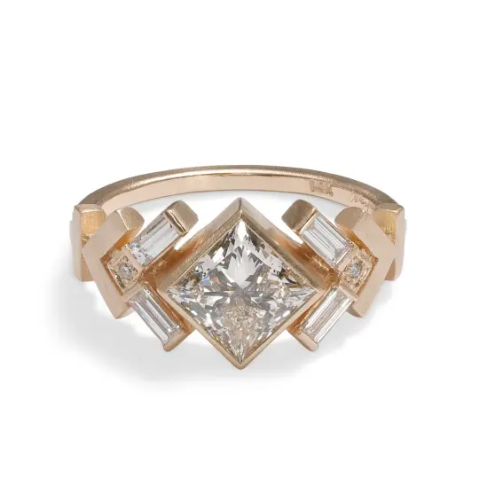 Uro ring - 14k Gold Geometric Diamond ring