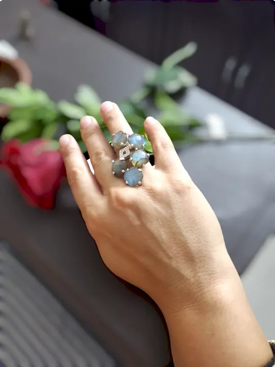 Silver Labradorite Ring
