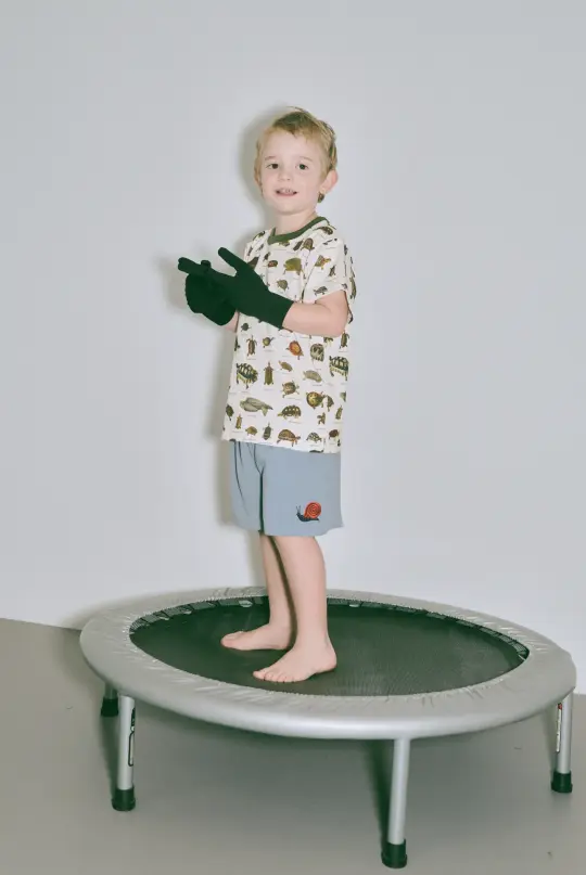 Toddler Soft Linen Snail Embroidered Shorts Gray