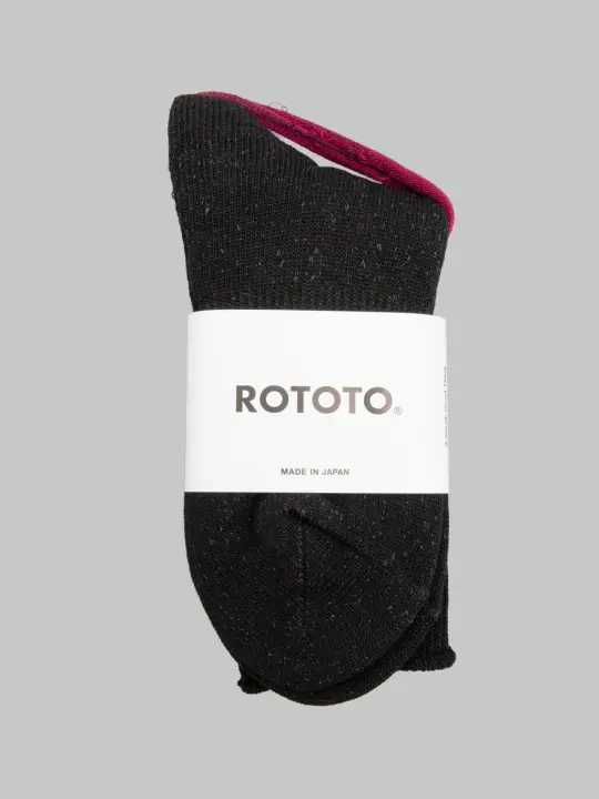 ROTOTO Washi Pile Crew Socks Black