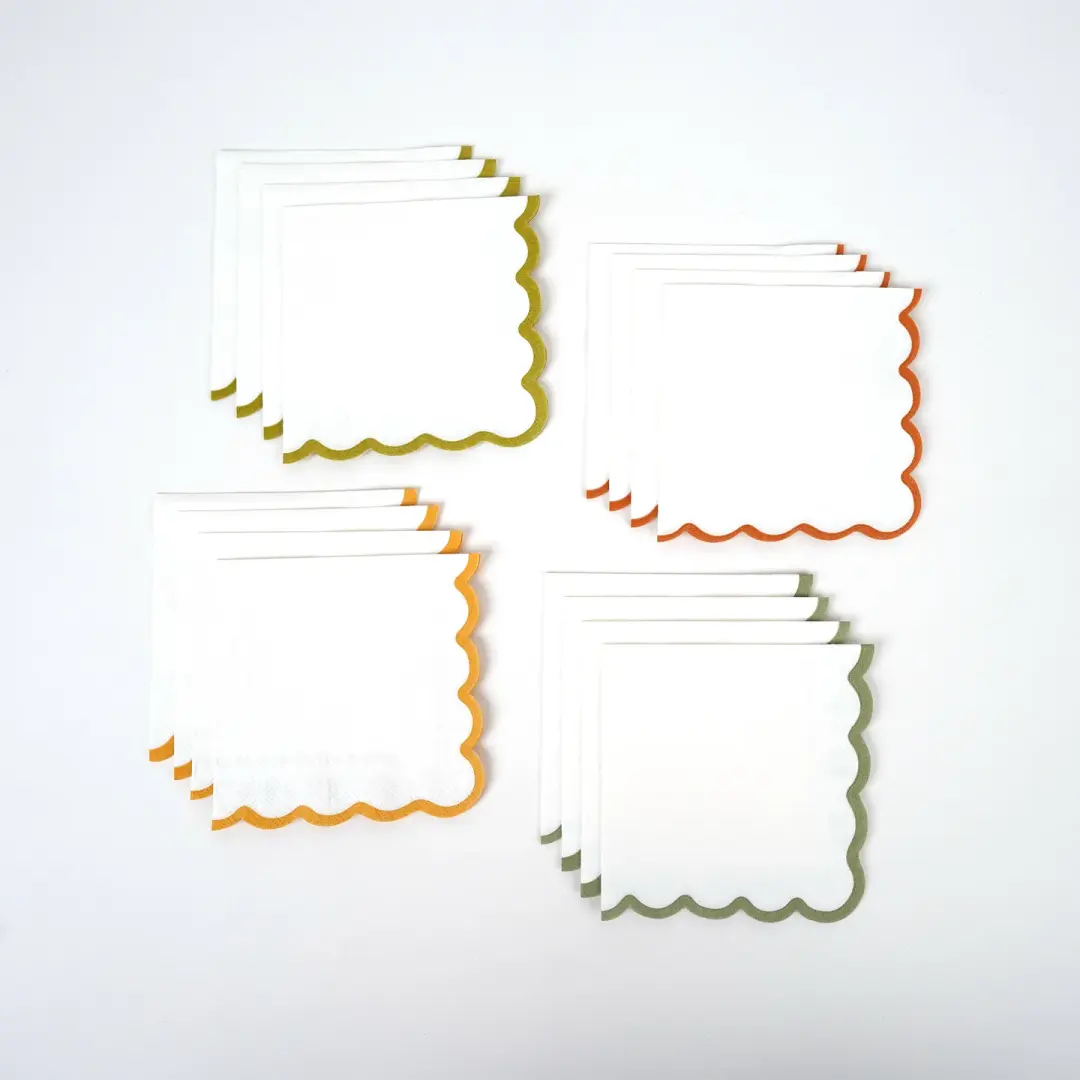 Fall Autumn Scallop Cocktail Napkins