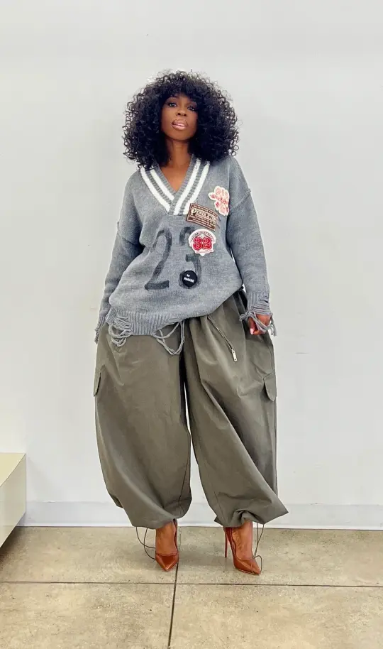 Avia Patch Sweater in Gray