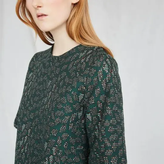 Night Bird Top in Emerald Jacquard
