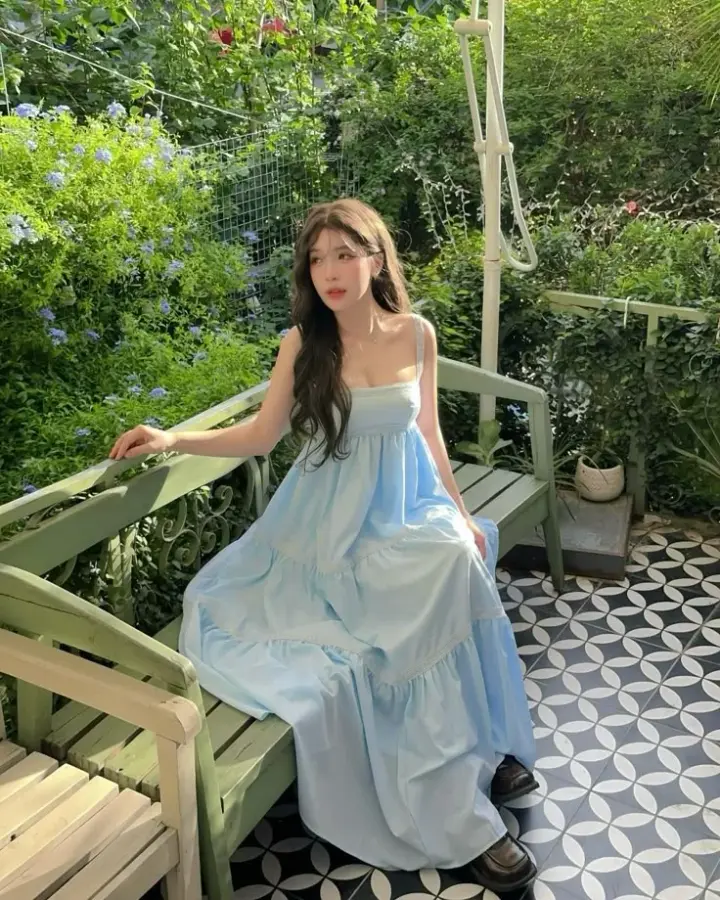 Minimalist Silky Women's Prom Gown Pale Blue Corset Maxi Evening Dress Birthday Dress — Fall Outfit 2026 New RS3209