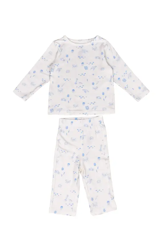 Long-Sleeve Pyjamas Set - Blue Sea Creatures