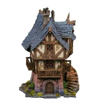 Oatsmore House 28mm 3D printed medieval fantasy town terrain, painted example, front view