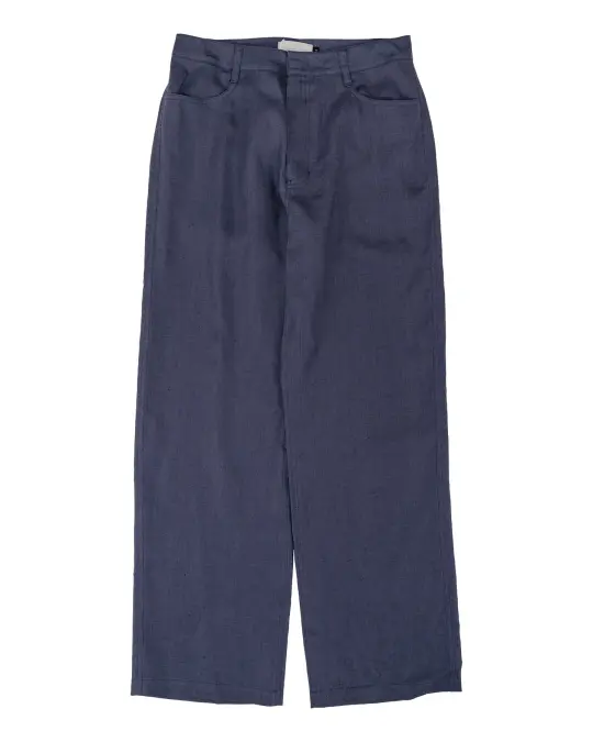 Amomento Linen Straight Pants Blue