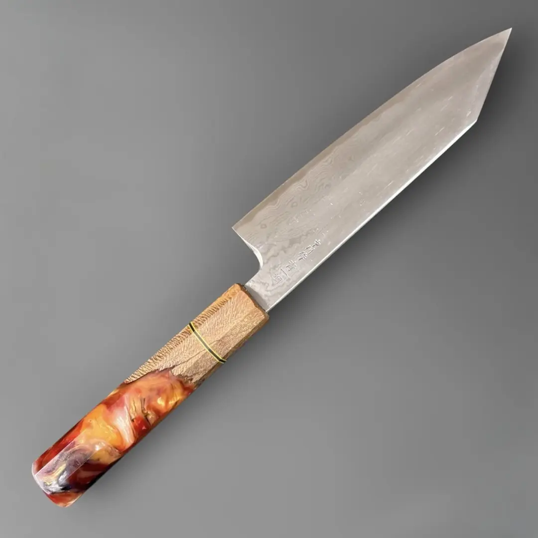 Satoshi Nakagawa Blue #1 Damascus 180mm Bunka with Prisma Knife Handle