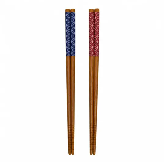 Cloisonné Pattern Bamboo Chopstick Set for 2