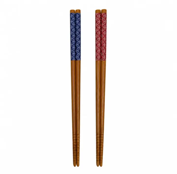 Cloisonné Pattern Bamboo Chopstick Set for 2