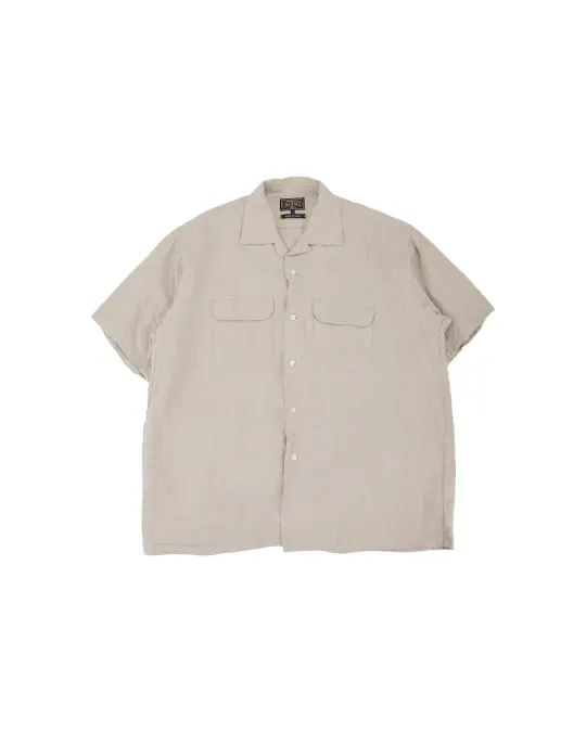 Beams Plus Open Collar 1/40 Linen Natural