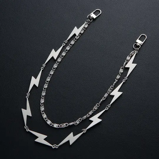 Chunky Lightning Bolt Pants Double Pocket Chain