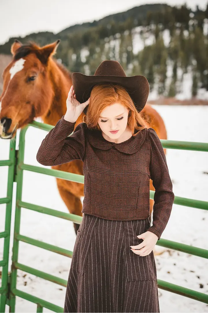 Crepe Pioneer Blouse in Willow Bark-Small Left!