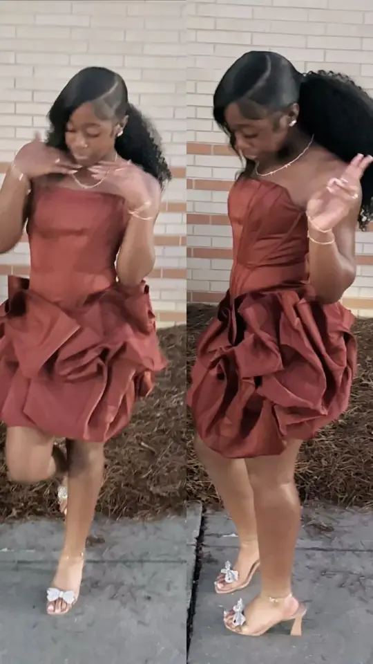 Ruffled Dark Red A-Line Strapless Bodycon Mini Dress Homecoming Dress RS253