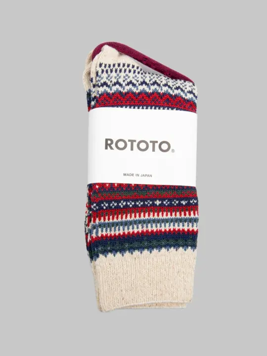 ROTOTO Nordic Pattern Socks Ivory