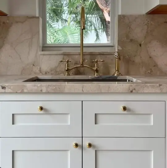 Unlacquered Brass Kitchen Faucet - Bridge V
