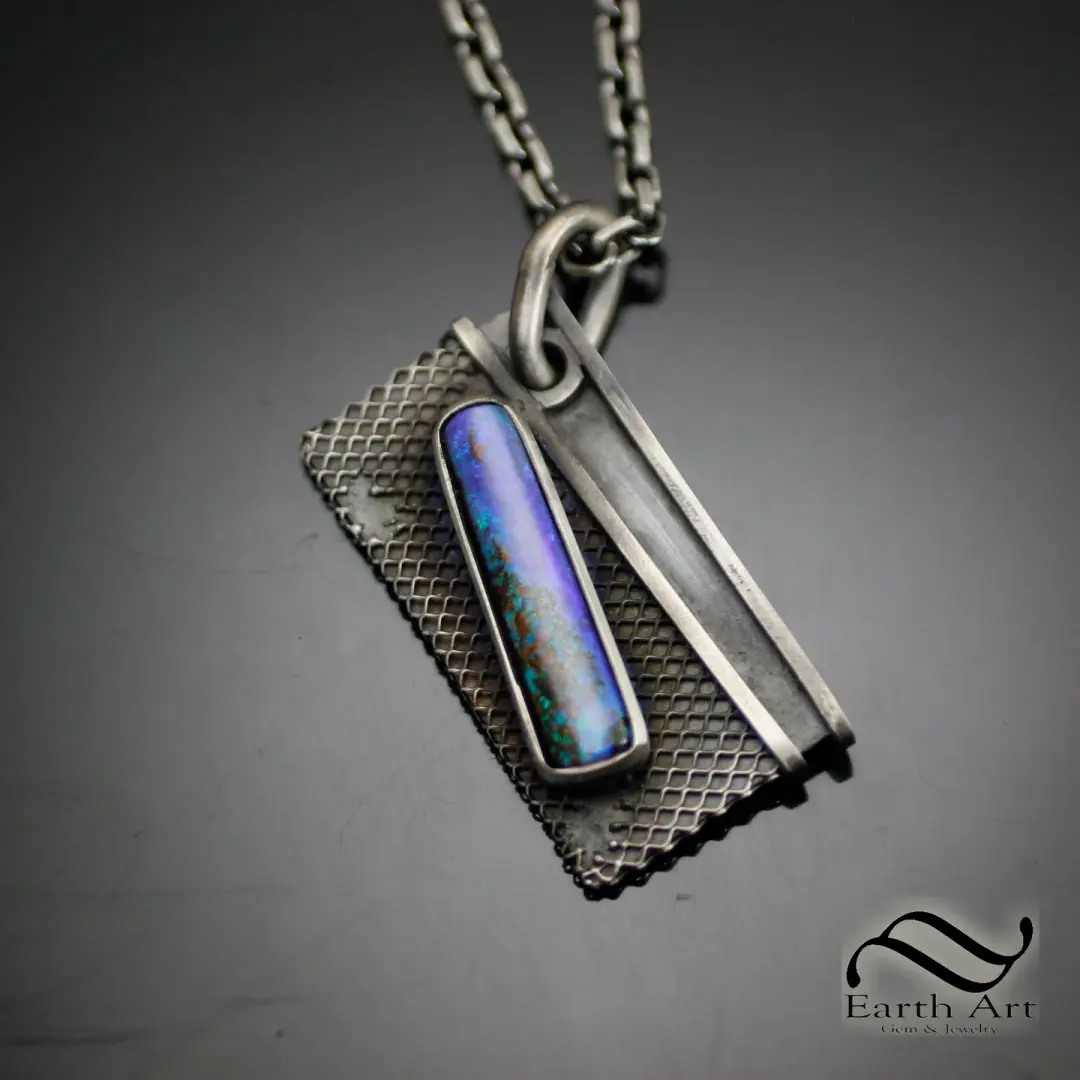 Boulder Opal Dog Tag style Pendant